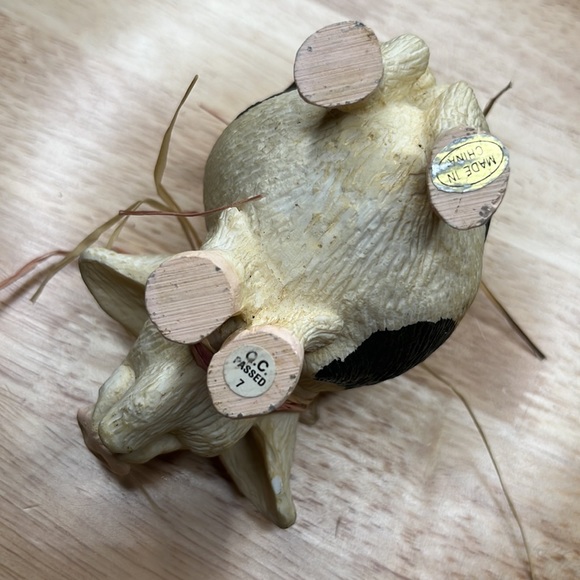 Pete Apsit 1992 Black & White Spotted Pig figurine W/ Glass Eyes - Picture 5 of 10